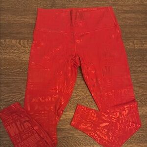 lululemon athletica Red Foil Logo-Print Leggings